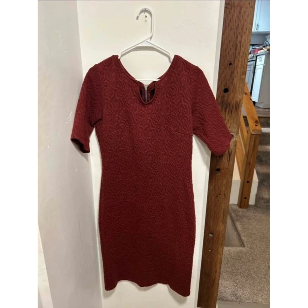Mikarose Burgundy Textured Sheath Dress Medium